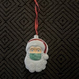 Santa with Mask Christmas Ornament - Ceramic